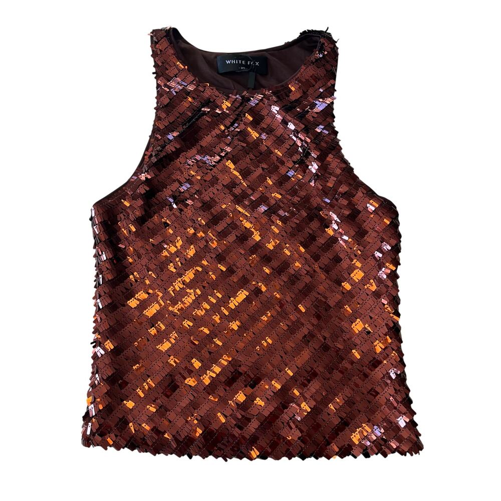 NWT White Fox Brown Sequin Tank Sz XS Going Out Party